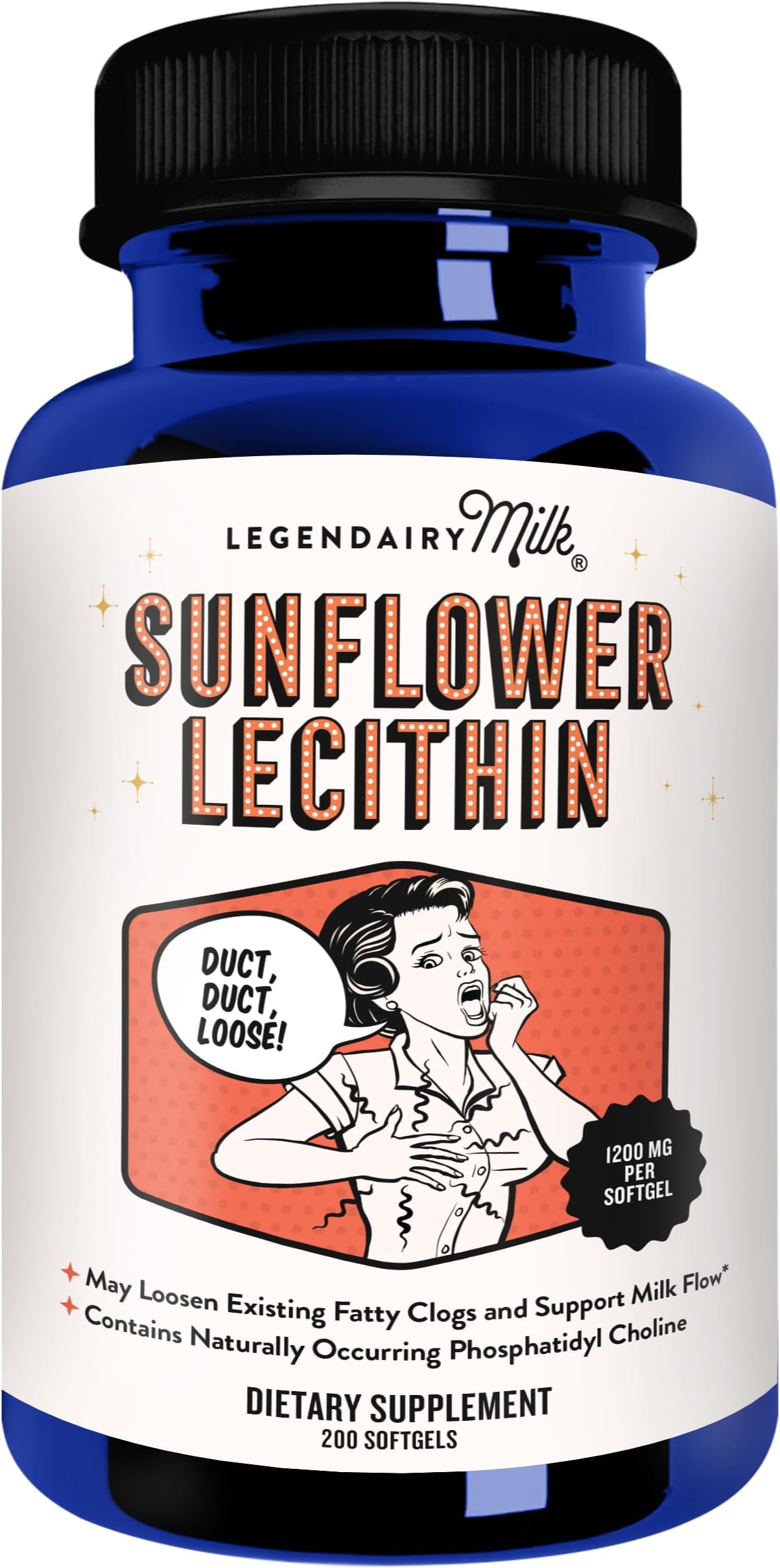 Legendairy Milk 1200mg of Organic Sunflower Lecithin Per Softgel - 200 Count Bottle