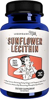 Legendairy Milk Sunflower Lecithin 1200mg, Lactation Support, Sunflower Lecithin Supplement for Clogged Milk Ducts, Made in USA, 200 Softgels