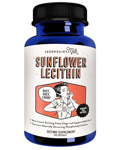 Legendairy Milk Sunflower Lecithin 1200mg, Lactation Support, Sunflower Lecithin Supplement for Clogged Milk Ducts, Made in USA, 200 Softgels - 200 Count (Pack of 1)