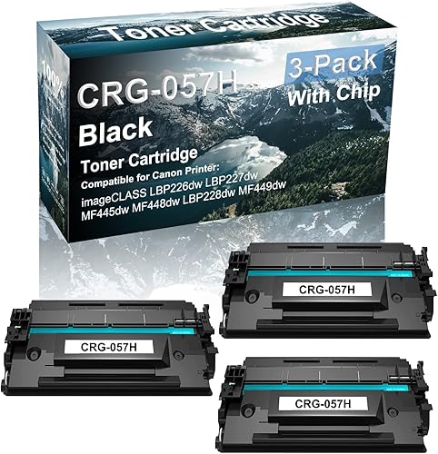 Paquete de 3 cartuchos de impresora láser Canon CRG-057H de alta capacidad para impresora Canon imageCLASS MF448dw LBP228dw MF449dw (con chip