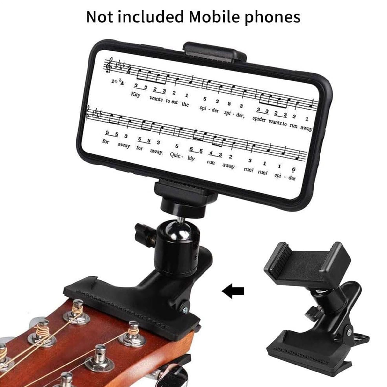 Support de téléphone pour Guitare, Support de téléphone pour tête de Basse,Support de téléphone antidérapant pour tête de Guitare - Support de téléphone Portable Stable, Support de Pince de téléphone
