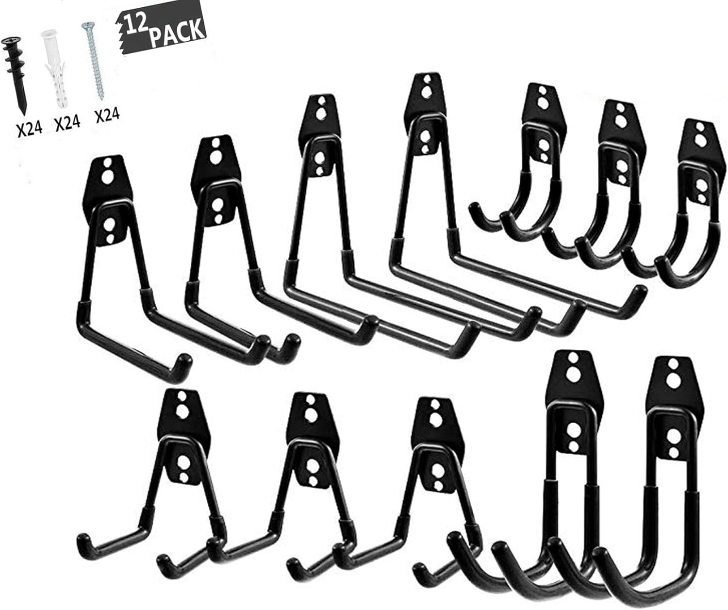 Garage Hooks, 12pack garage storage hooks & hangers, heavy duty wall