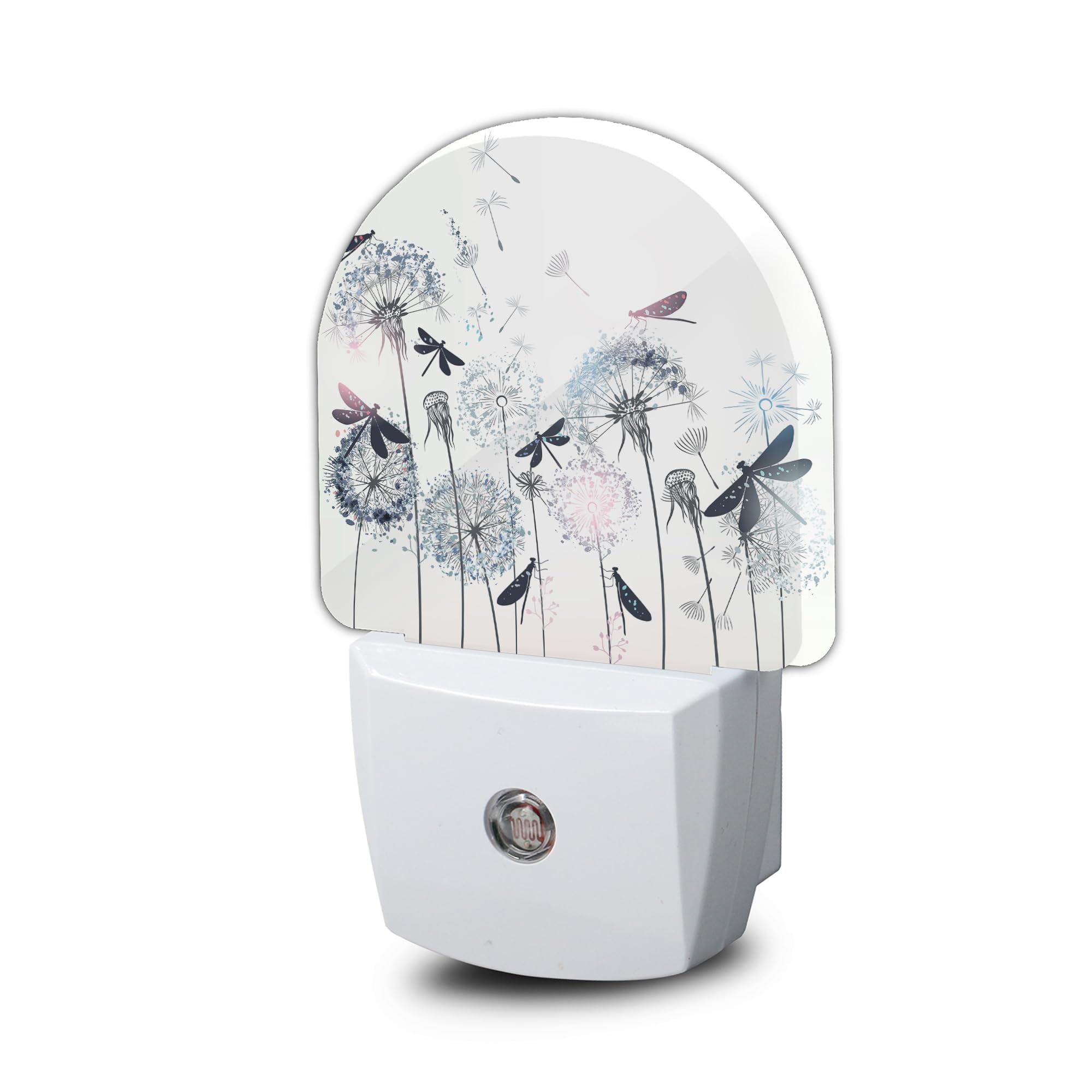Night Light,Retro Dandelions Dragonflies Night Lights Plug Into Wall Dusk to Dawn Sensor for Bedroom Bathroom and Living Room for Women/Girls Gift