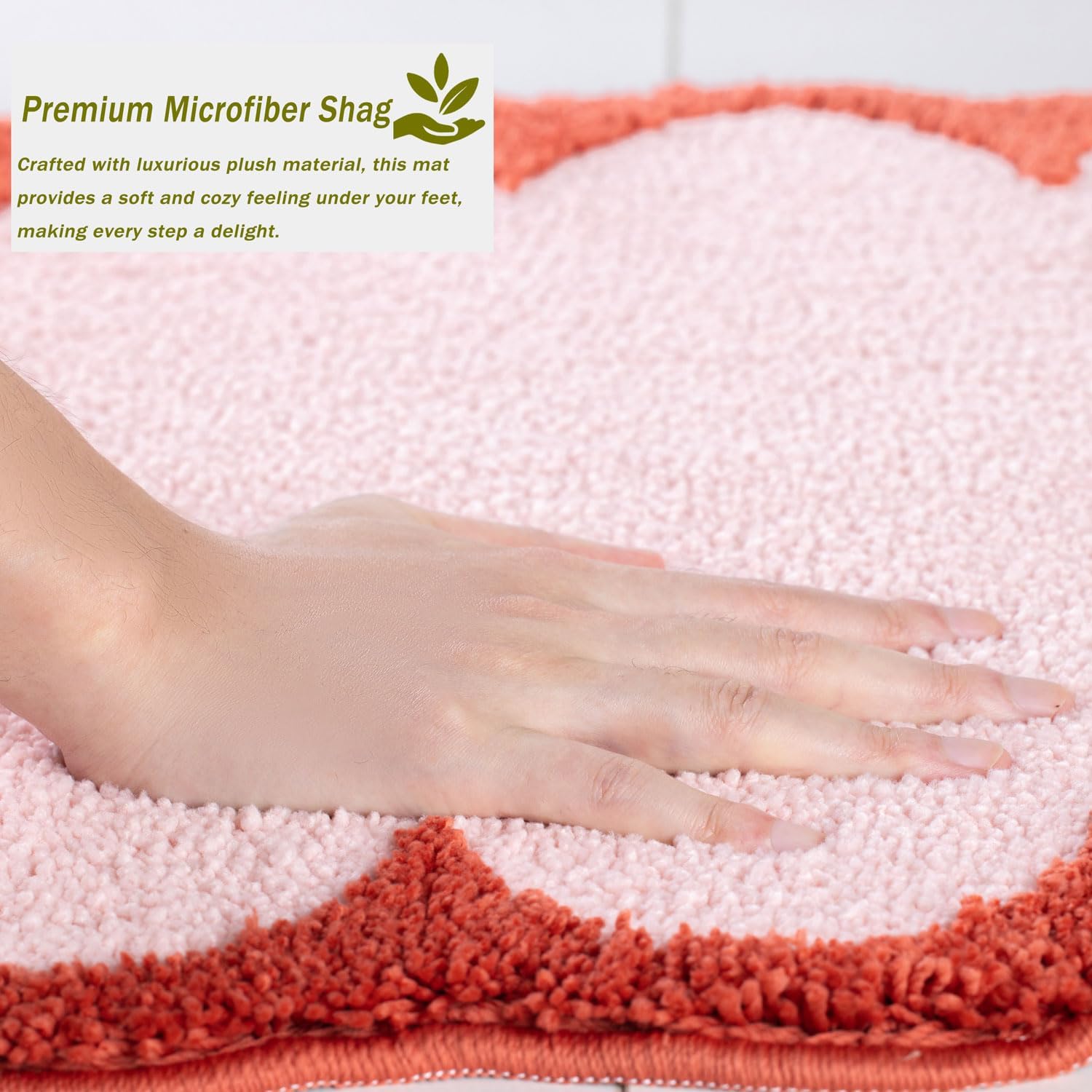 Scalloped Bathroom Runner Rug Pink Long Bath Mat for Bathroom Non Slip Washable Cute Bath Mats Microfiber Absorbent Soft Aesthetic Preppy Large Bath Rugs for Bedroom Tub Sink 24" x 60"