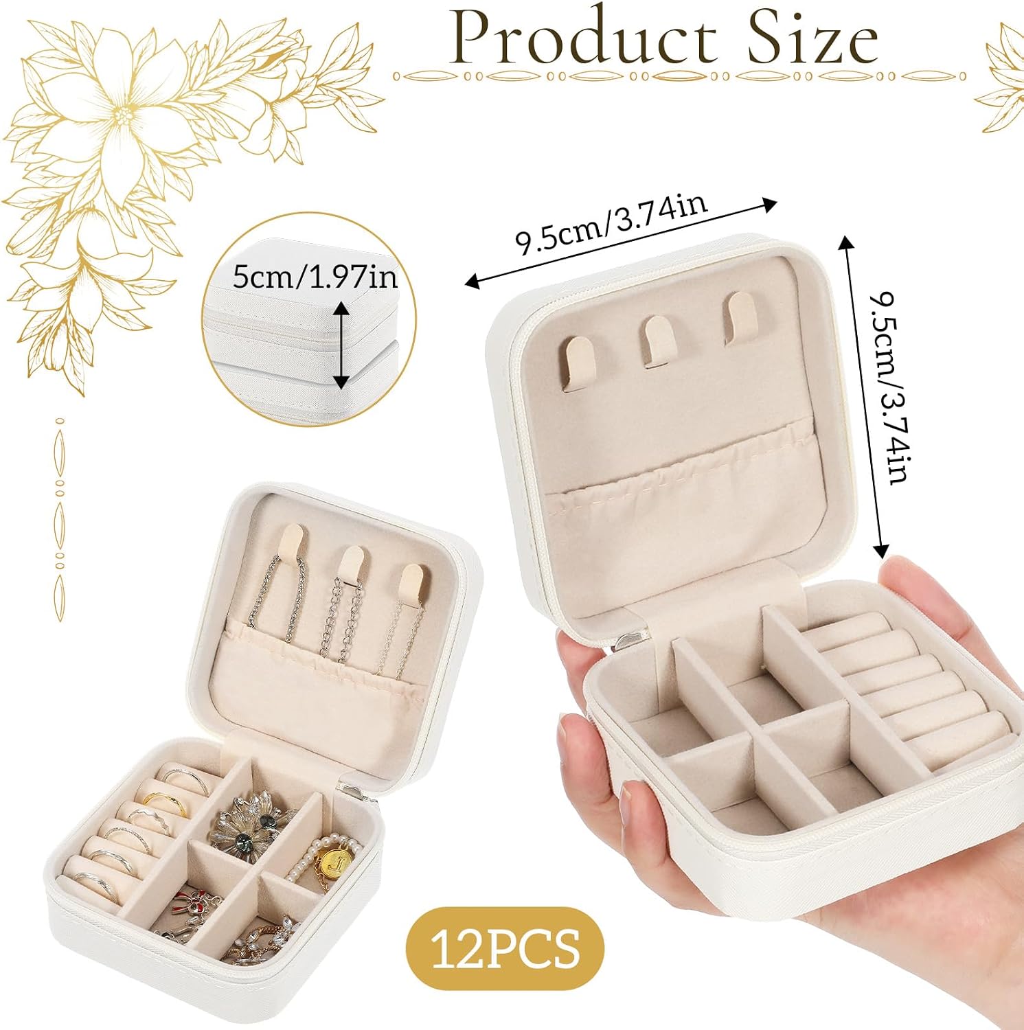 Prasacco 12 Pcs Travel Jewelry Case Bridesmaid Proposal Box PU Leather Small Jewelry Box Mini Jewelry‘ Organizer for Earrings Rings Necklaces Women Girls Bridesmaid Proposal Gifts