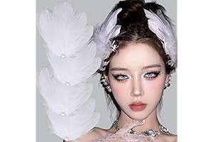 4Pcs White Swan Hair Clip Pearl Artificial Ostrich Feather Faux Bridal Hair Accessory