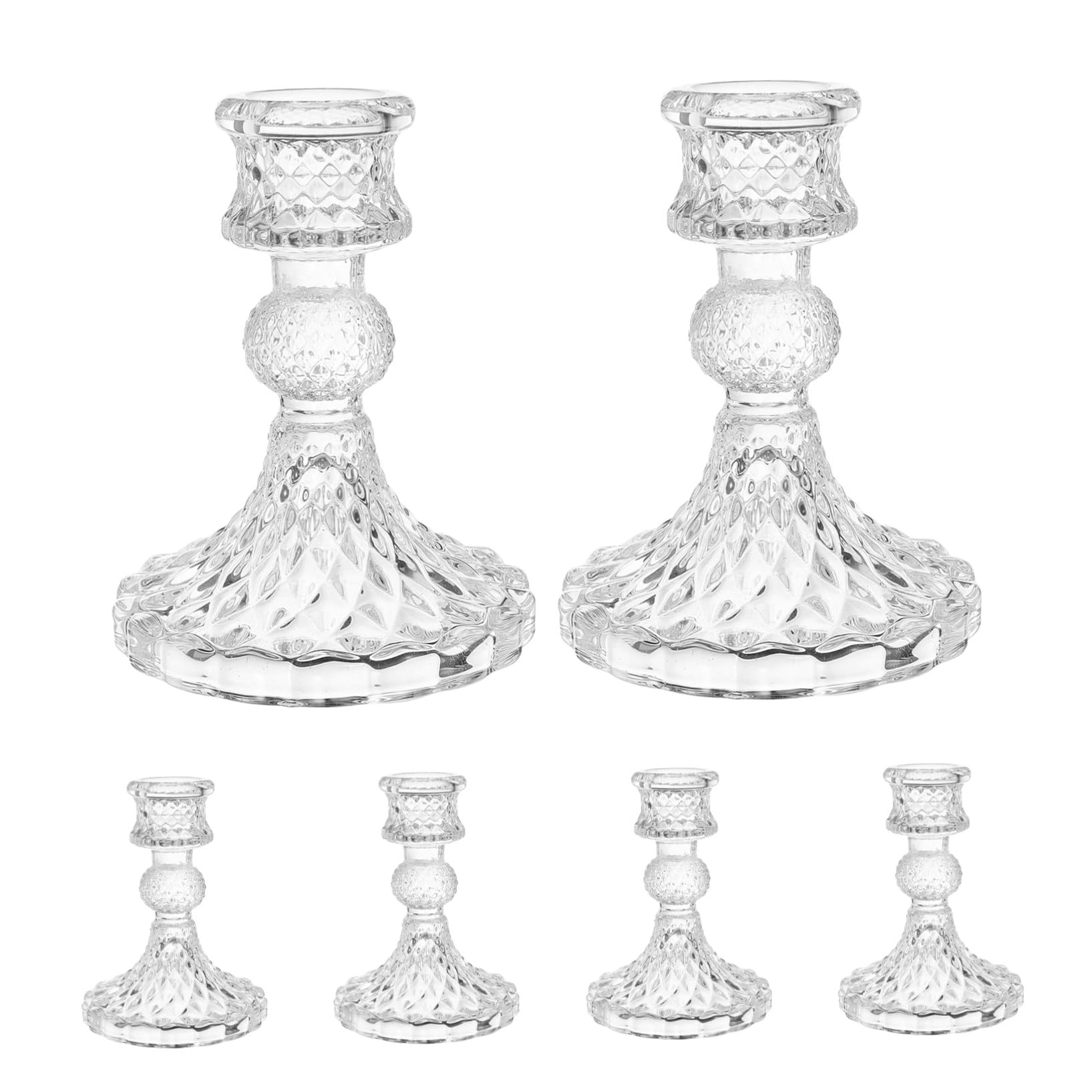 Bougeoirs en verre transparent pour Noël et mariage | Lot de 6