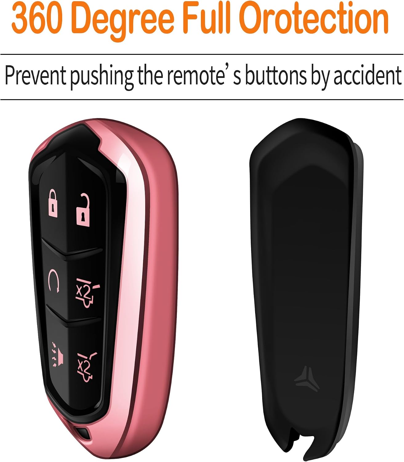 for Cadillac Key Fob Cover with Keychain Soft Full Protection Key Shell Key Case Compatible with 2015-2019 Escalade, CTS, SRX, XT5, ATS, STS, and CT6 Smart Key (Pink, 6 Buttons) image 4