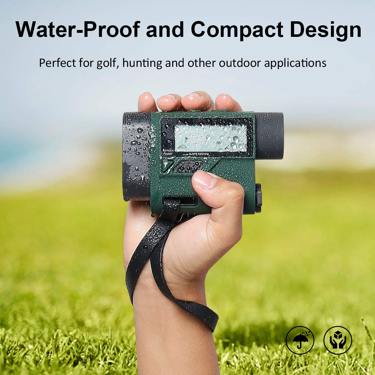 Huepar HLR1000 Pro Telémetro de golf 1100 yardas - 6X Buscador de alcance láser con trayectoria/Flagpole Bloquear/Distancia/Velocidad, caza, uso en exteriores/Distancia/Velocidad, Pantalla LCD externa