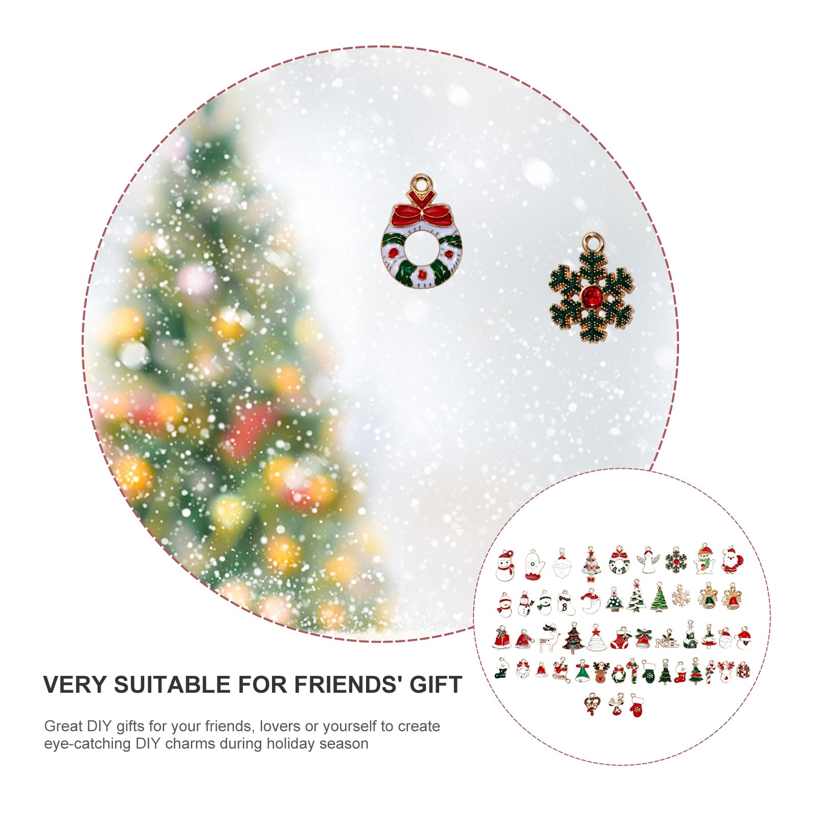 Angoily 150 Pezzi Pendenti in Smaltata Natalizi per Appendere Ciondoli Natale per Bracciali Collane Decorazioni Natale e Accessori Fai da Te per Feste e Regali