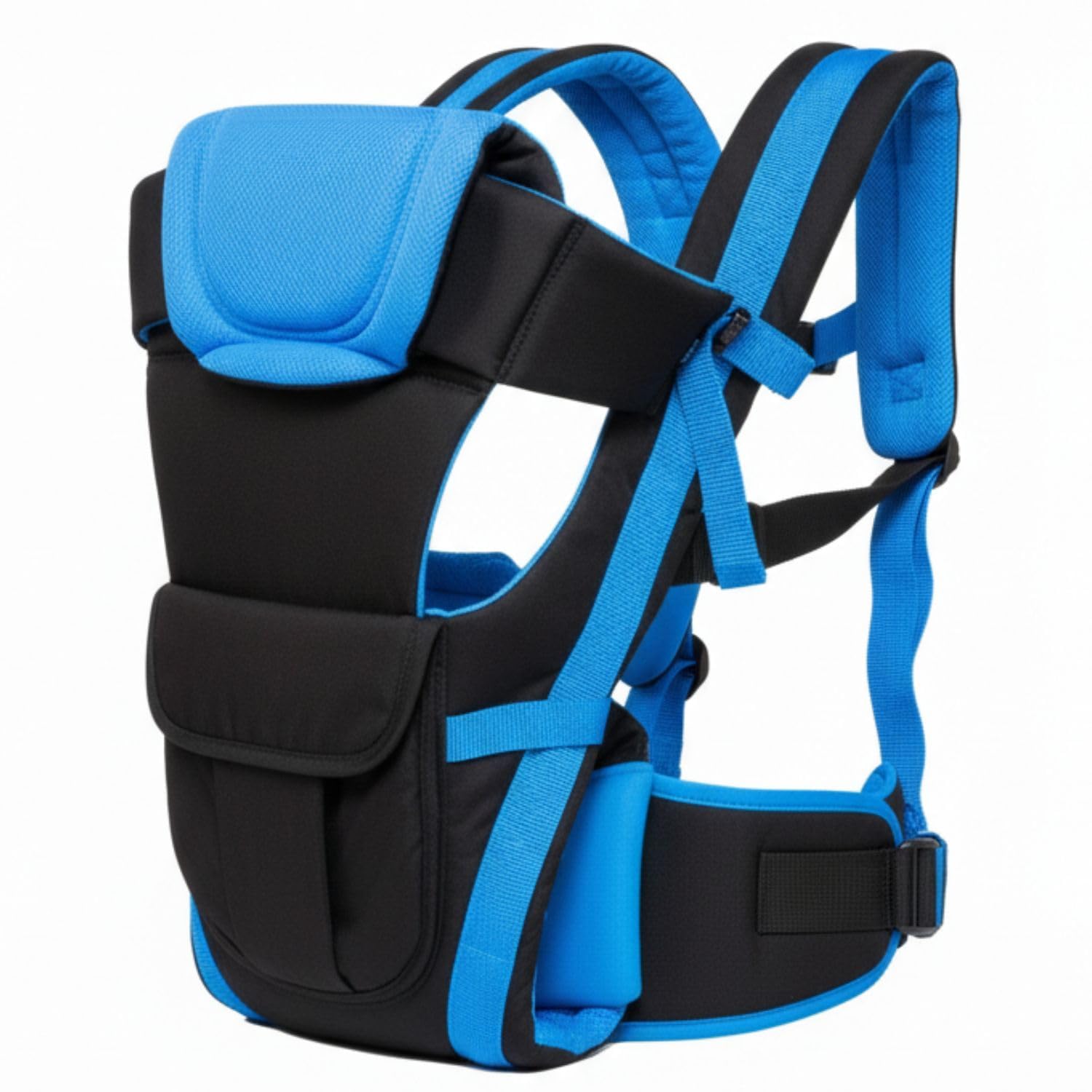 Premium 3-in-1 Baby Carrier for Newborns to Toddlers | Ergonomic Adjustable Baby Backpack with Padded Shoulder Straps, Waist Support & Breathable Fabric | Front & Back Carry (Black with Dark Blue)-image-46