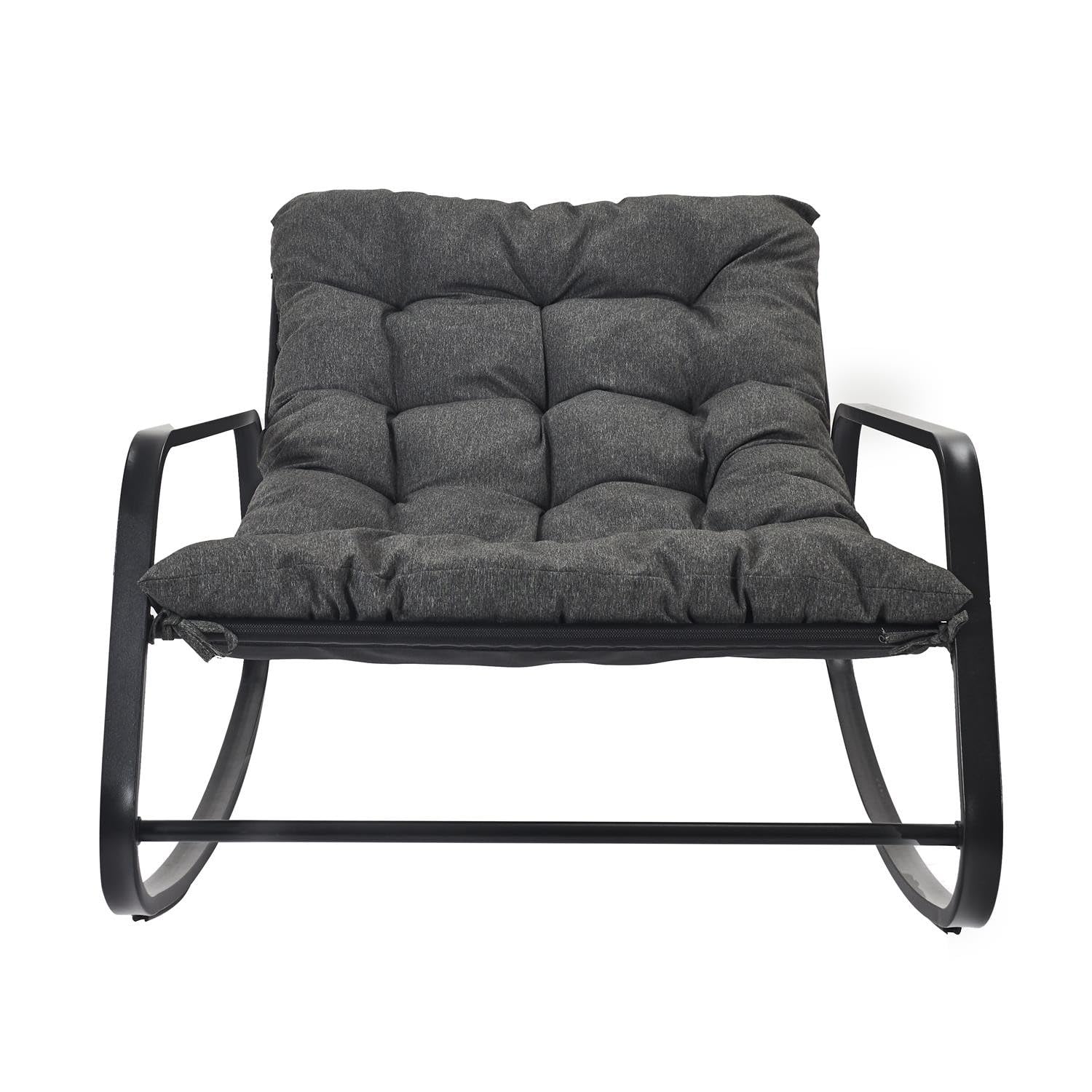 HOME DECO FACTORY - HDO7248 - Fotel Bujany na Zewnątrz - Stylowy i Wygodny - Idealny na Taras lub do Ogrodu - Z Poduszką - Czarny - Standardowy Rozmiar