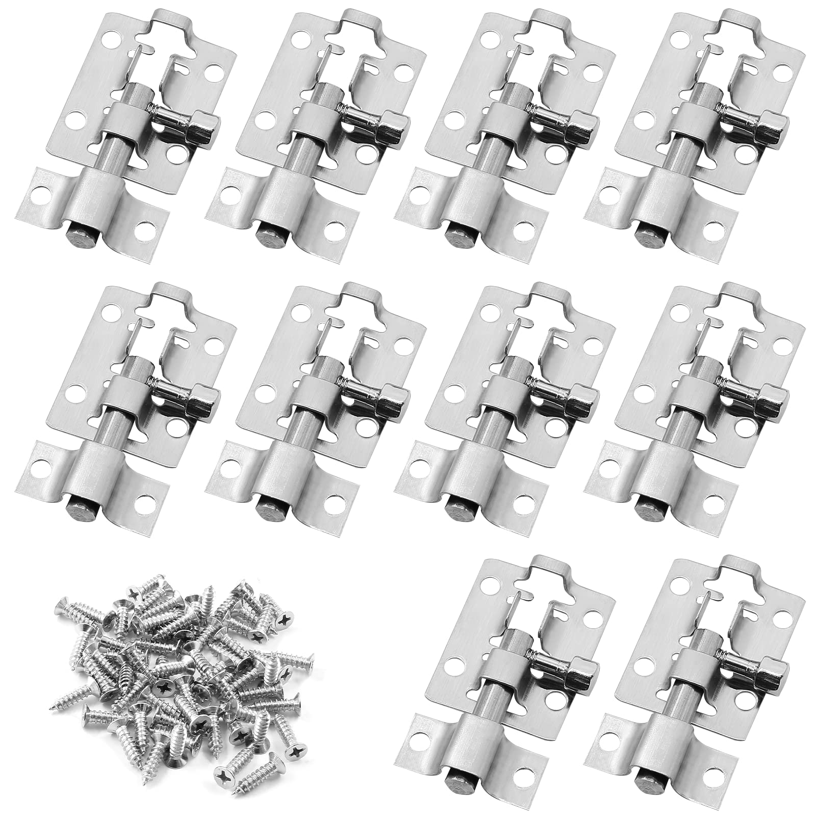 Waziaqoc 10Pcs 1.5Inch Barrel Bolt, Stainless Steel Barrel Slide Bolt Heavy Duty Security Door Lock Surface Bolt with Mounting Screws