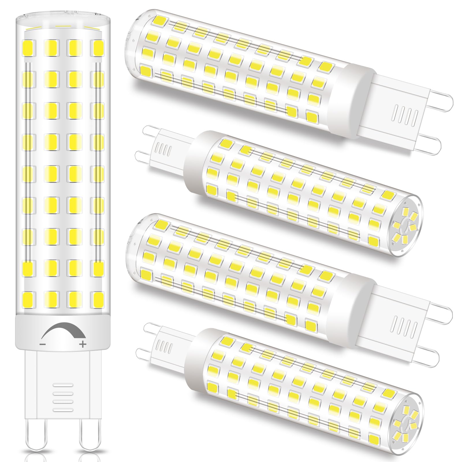 ZHENMING Dimmable G9 LED Bulbs 10W Equivalent to 100W Halogen, Cool White 6000K Bi-Pin Base LED Light Bulbs, Energy Saving No Flicker, AC220-240V, 900LM, 5 Packs