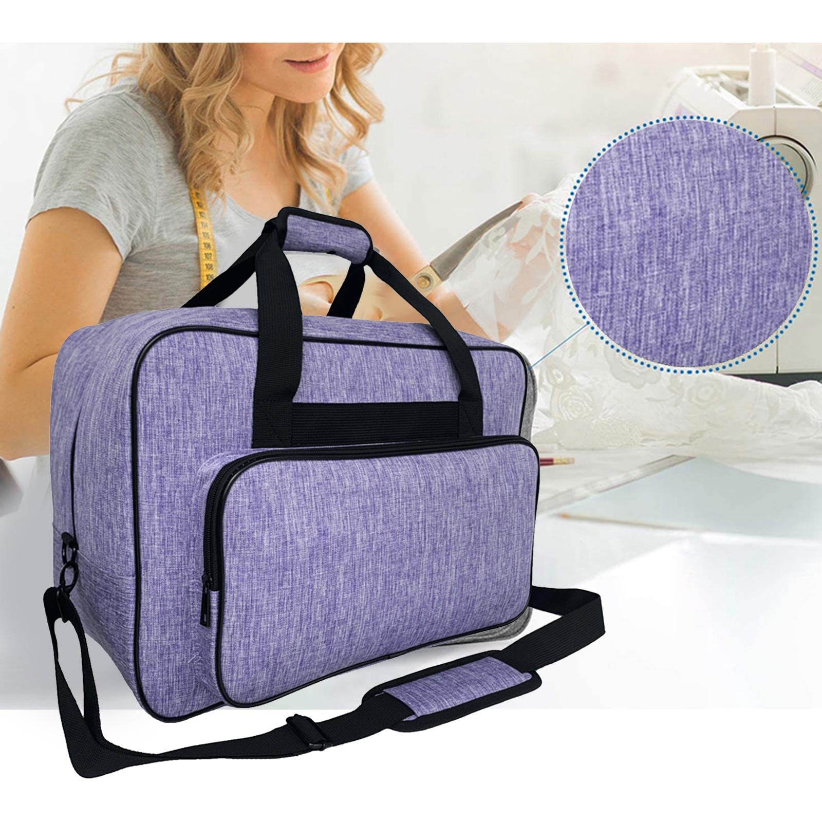 Bolsa para máquina de coser con espacio interior espacioso, bolsa de transporte para máquina de coser, bolsa de transporte estable y bolsa de almacenamiento, maletín de costura para viajes