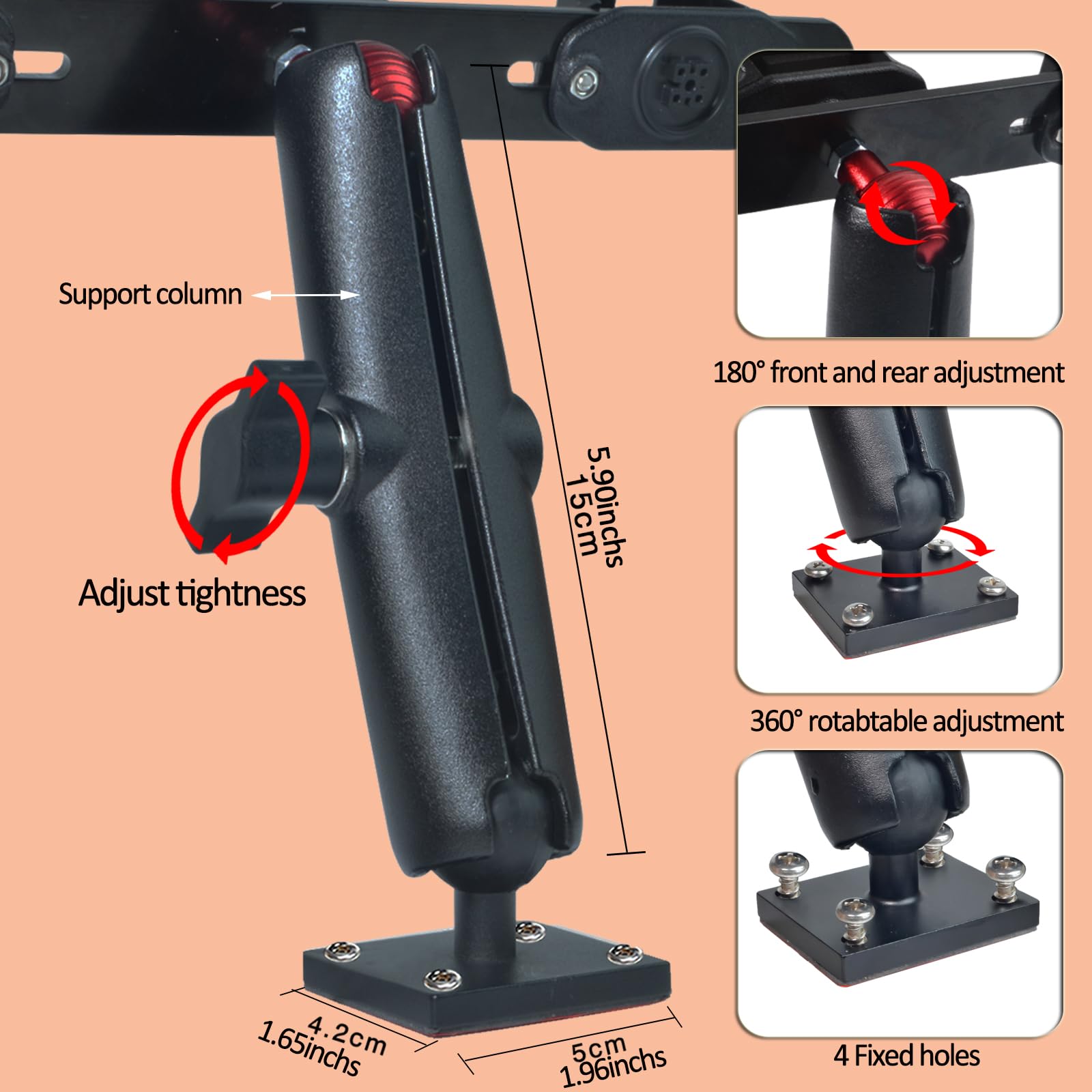 HYS Supporto da auto resistente per tablet da 5 a 13 pollici, iPad, Samsung Galaxy Tab, GPS, universale, portatile, radio CB e microfono, per scrivania, auto, parete, camion, veicoli commerciali