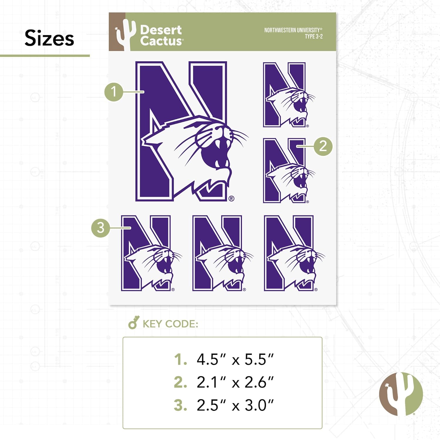 Desert Cactus Northwestern University Sticker NU Wildcats Vinyl Decals Laptop Water Bottle Car Scrapbook T3 (Type 3-2) - Image 3