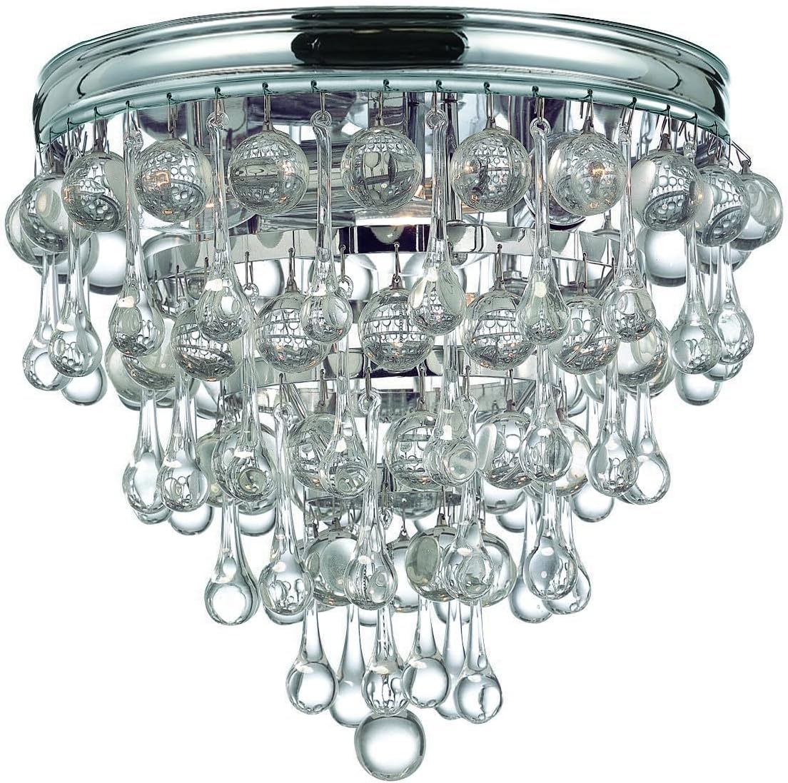 Crystorama Calypso 3 Light Crystal Teardrop Polished Chrome Flush Mount