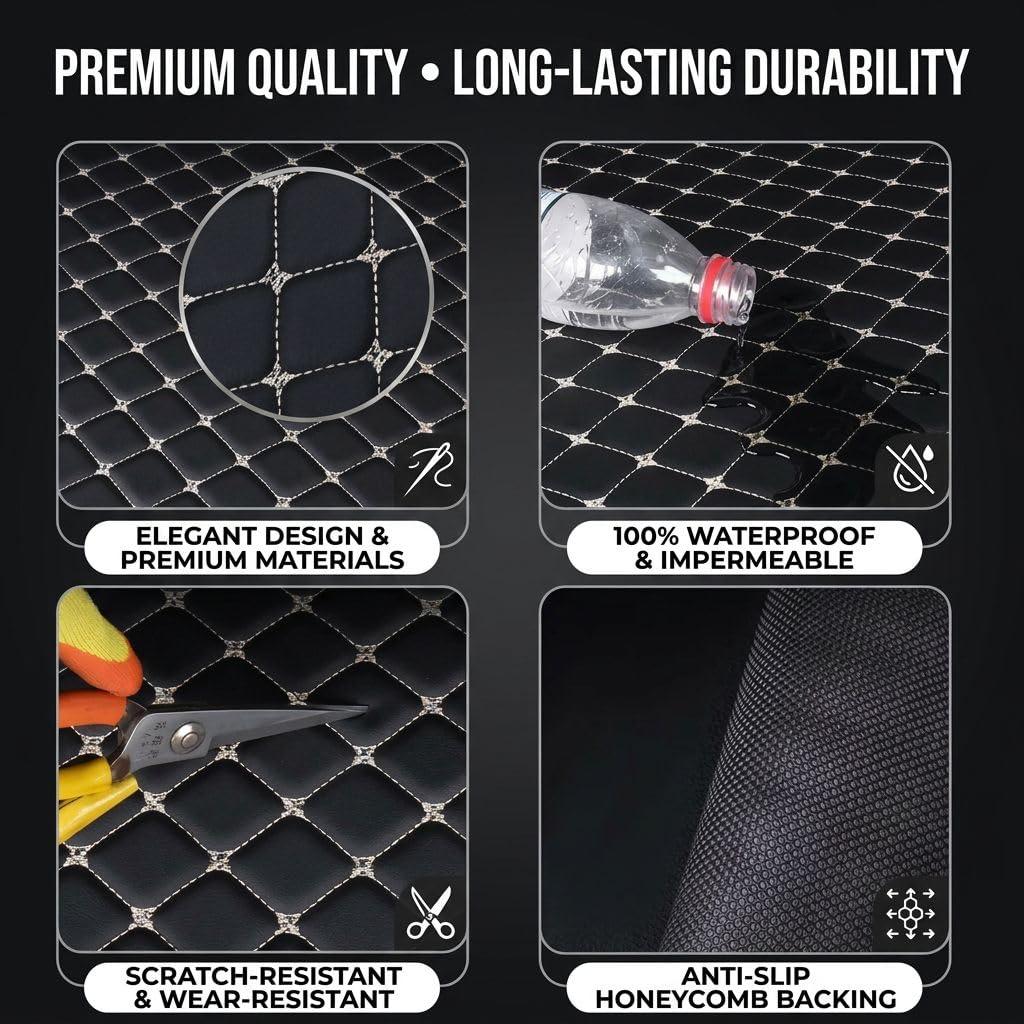 Vasca Baule per Opel Frontera C 2025 Tappeto Bagagliaio Protezione 3D con Bordo Rialzato Materiale TPE Inodore per Ogni Stagione Nero,Black Background with Black Lines