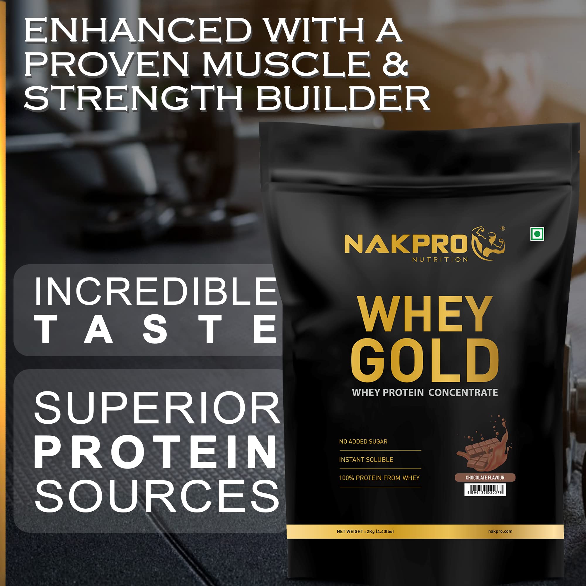 NAKPRO NUTRITION Gold Whey Protein Concentrate & Isolate 2kg Chocolate flavour | 25.5g Protein, Trustified Certified — Amazon image 5