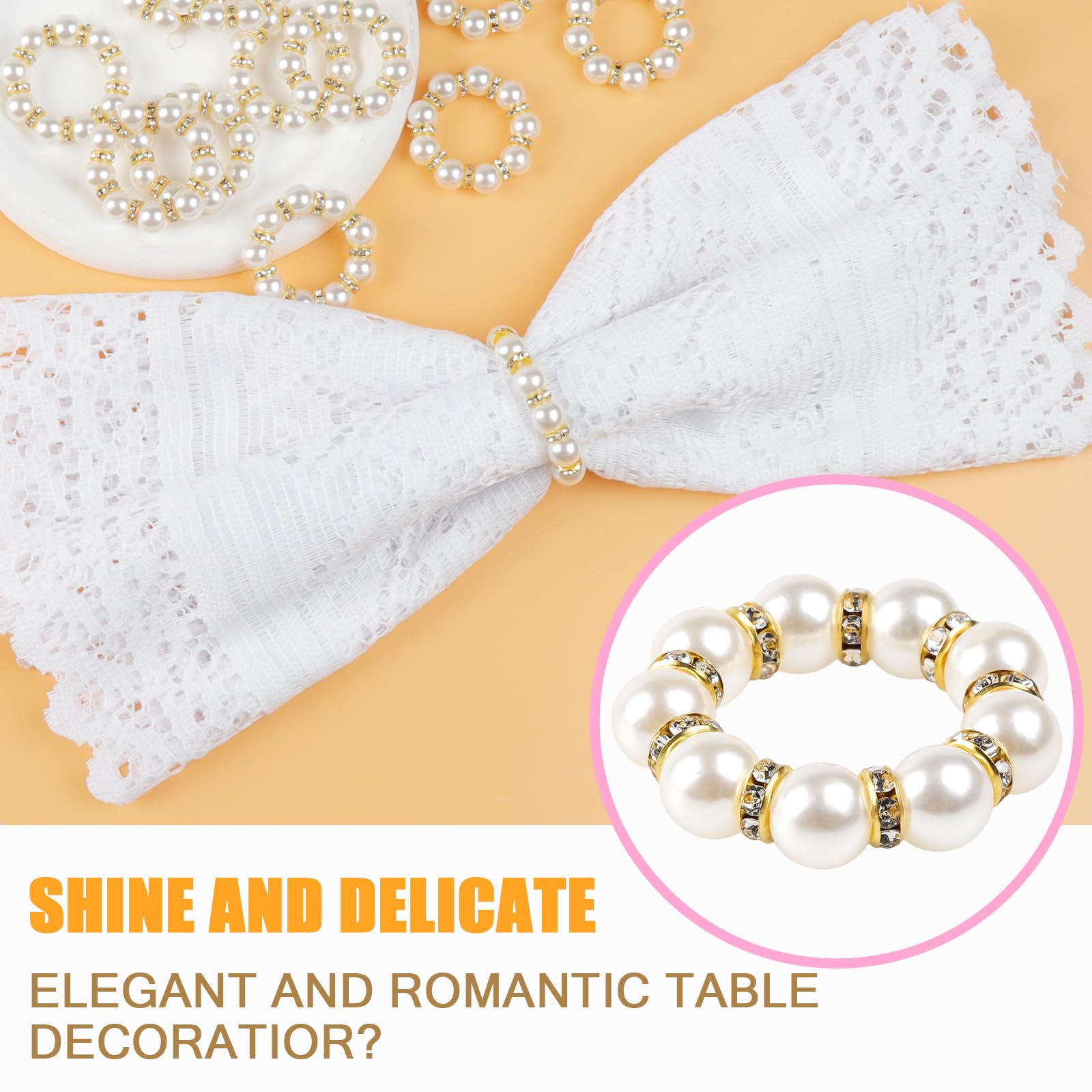 Sliner 100 Portatovaglioli Oro Con Perle | Fibbie Per Tovaglioli In Lega Metallica | Diametro 4,2 Cm | Per Matrimoni, Feste E Cene Eleganti