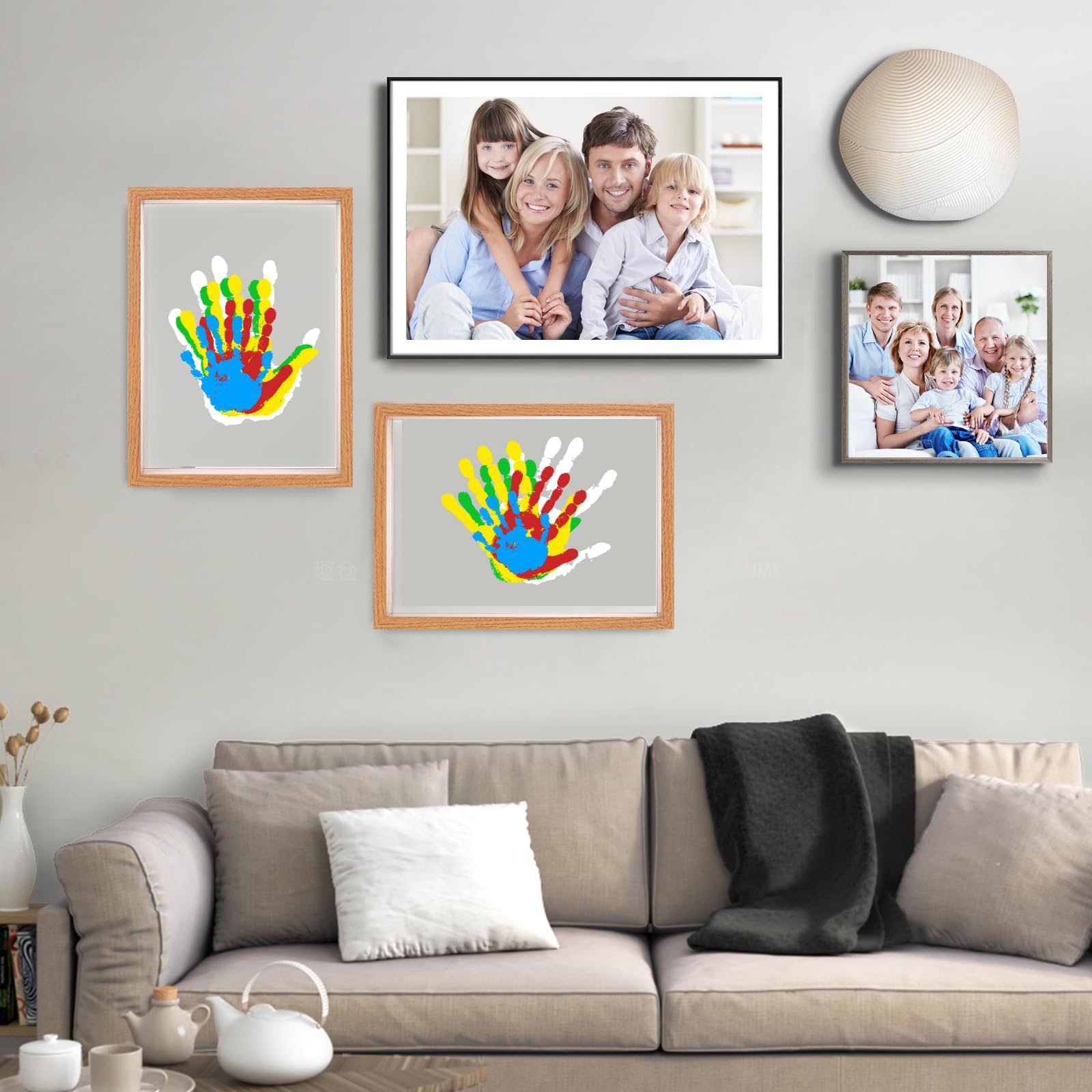 Bixinyo Kit de huellas de manos familiares, kit de huellas y manos de bebé, regalos para nuevos padres, ideas de regalos familiares, marco de madera de recuerdo de recién nacido, regalos de baby