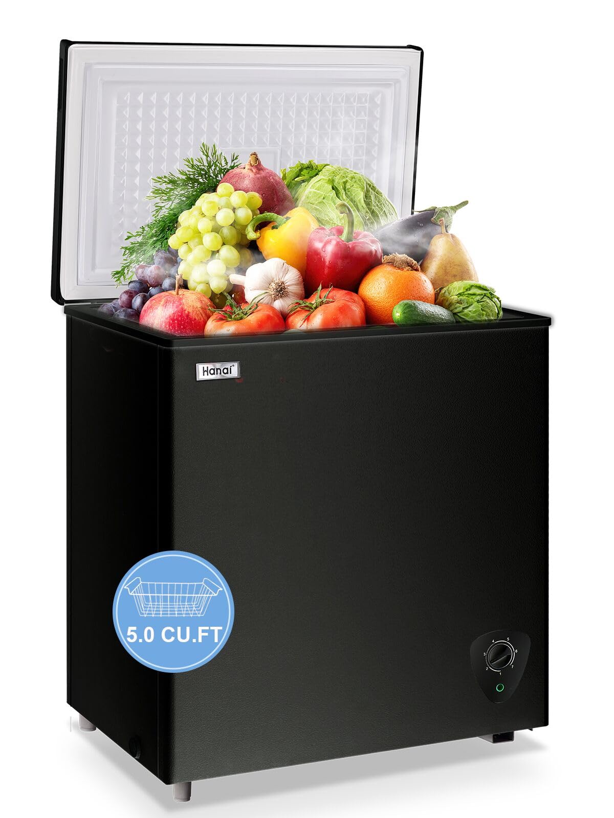 WANAI 5 Cu Ft Chest Freezer Black
