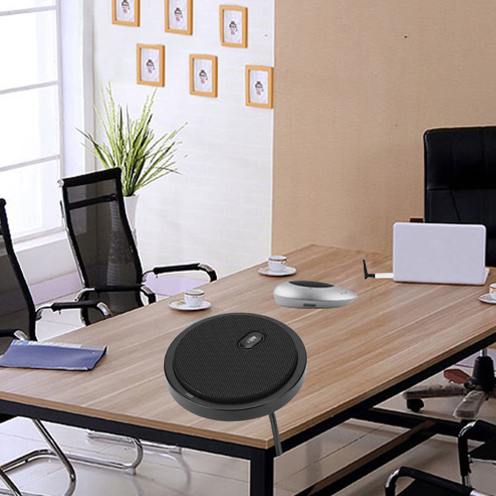 Boundary Microfono a condensatore omnidirezionale, M2 Microfono omnidirezionale audio video con pickup a 360° cablato per computer da conferenza desktop Nero
