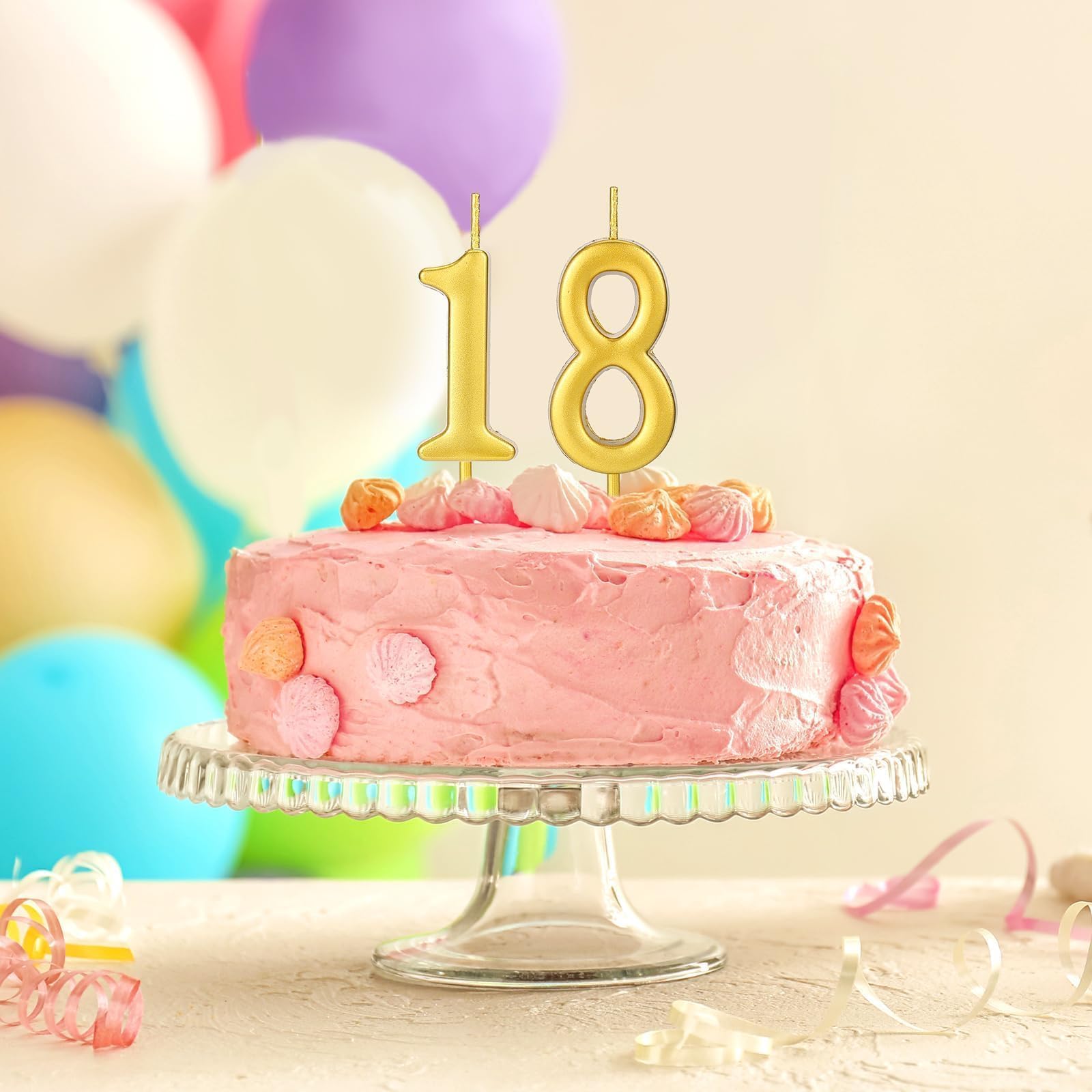 32 velas de cumpleaños numéricas doradas con purpurina para tartas del 0 al 9, decoración de pastel para celebración de cumpleaños de niños, celebración de aniversario de diez años (dorado)