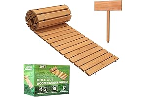 LINSHRY 10FT Wooden Roll Out Garden Pathway