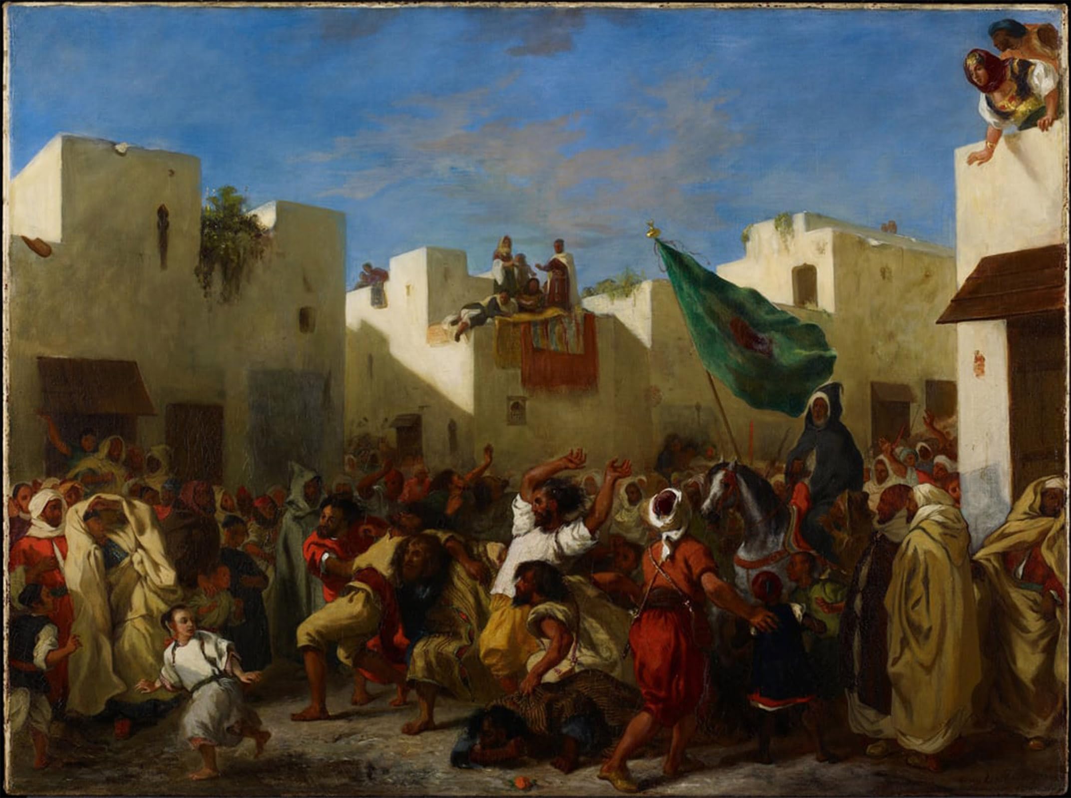Artxlxxbn No Frame Famous Painting Canvas Artwork Graffiti Print Fanatics Of Tangier By Ferdinandeugene Delacroix Portrait Canvas Image For Home Decor 60X90cm