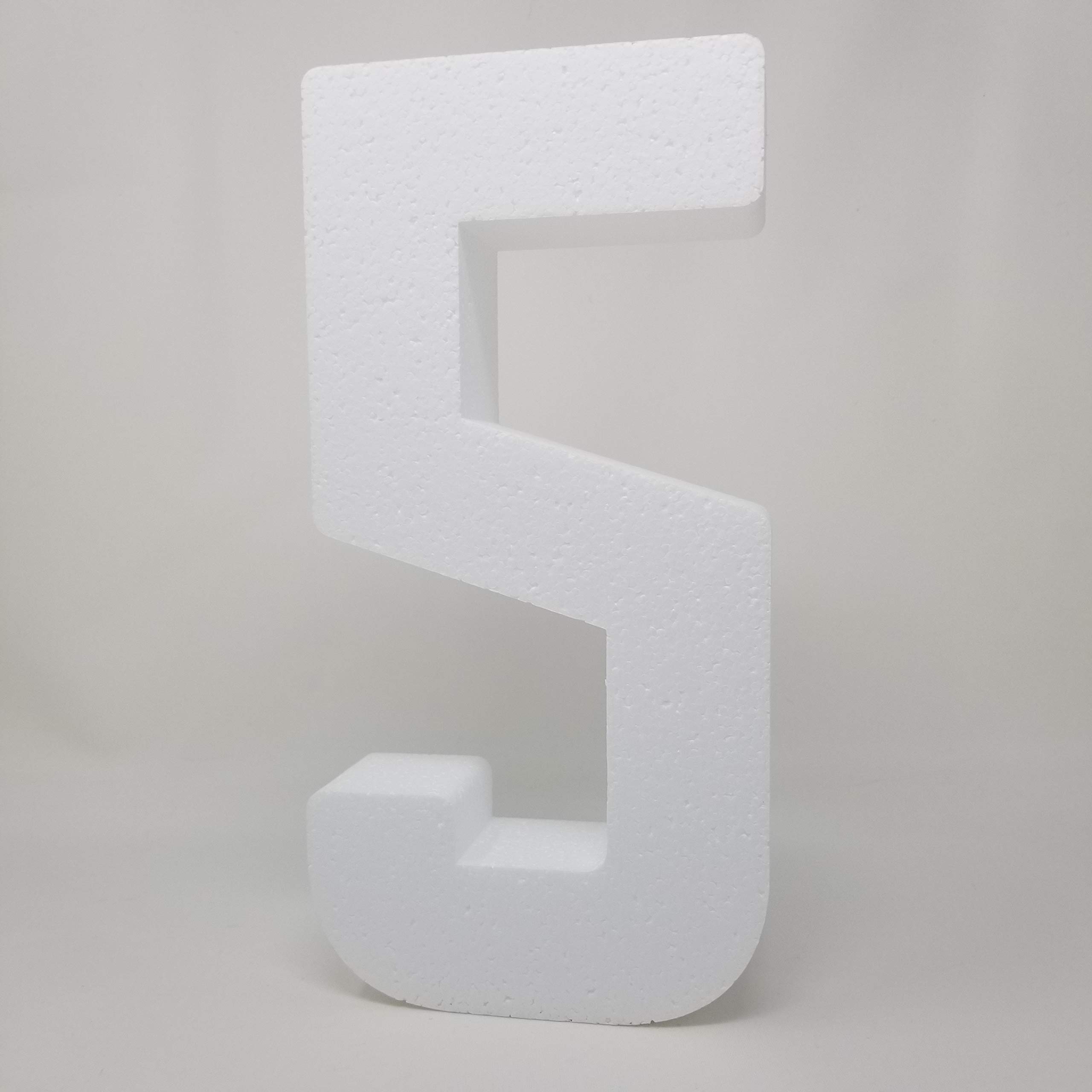 Free Standing - EPS Smooth Foam Numbers for Weddings, Cakes, Arts & Crafts - 3 Sizes to Choose - 24" High - Number 5