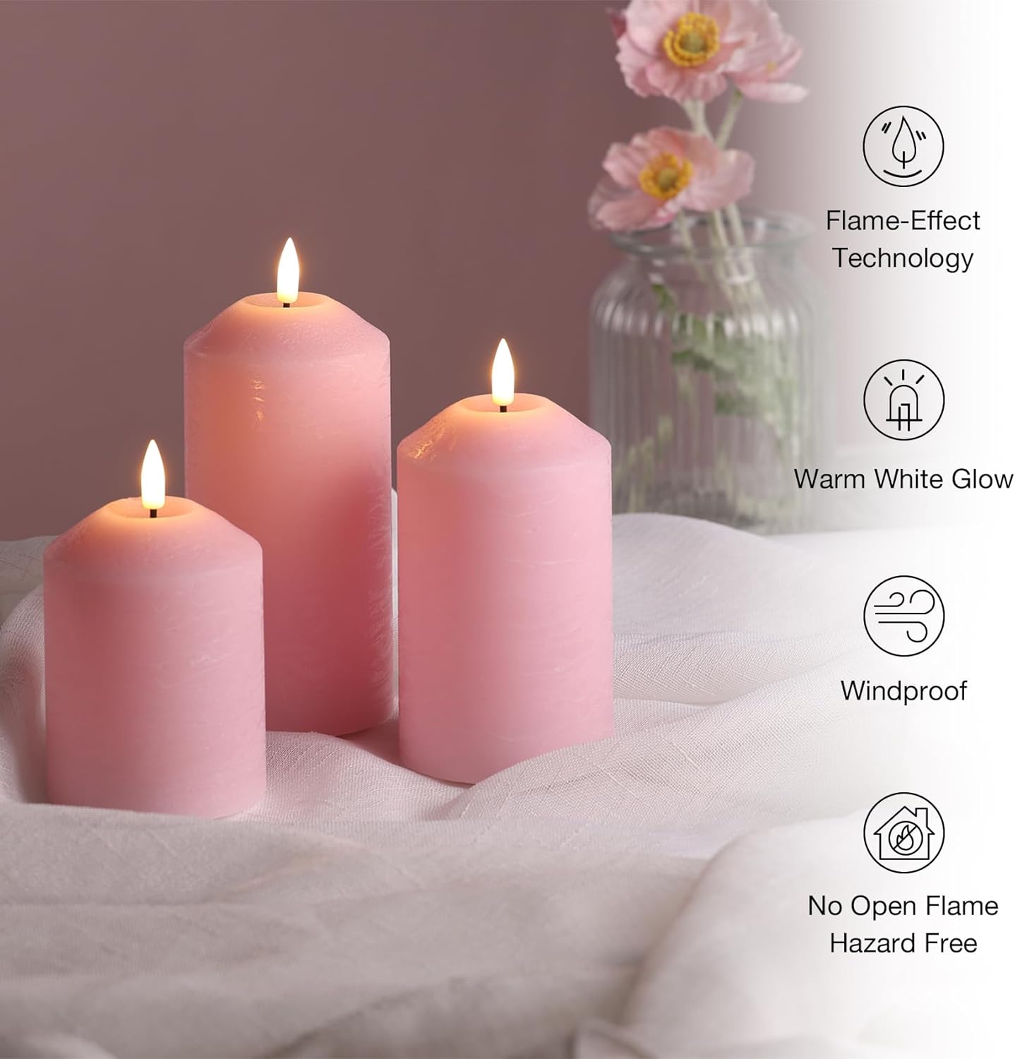 Vibrant Pink LED Candle Set