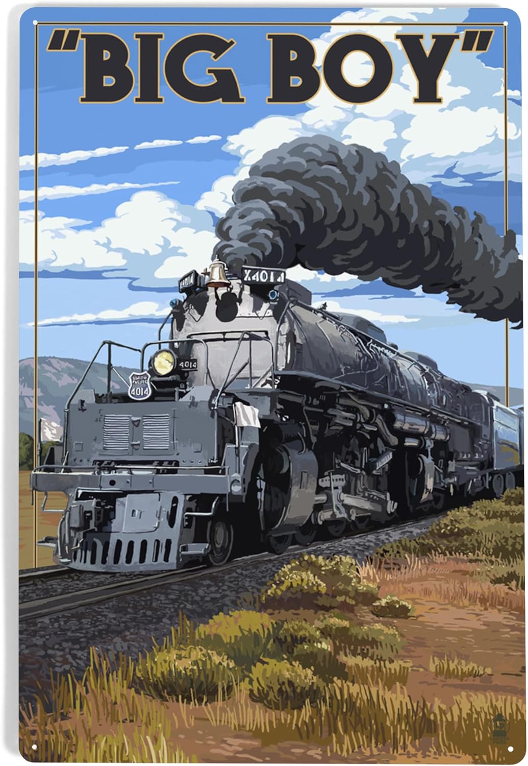 Lantern Press 12x18 Inch Metal Sign, Big Boy Steam Engine 4014