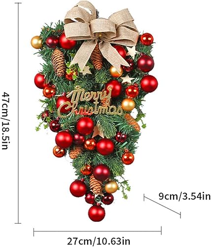 Miniatura 6 de Ochine Corona de Navidad para colgar en la pared, adorno artificial de lágrima de Navidad para puerta delantera, guirnalda decorativa para regalo de