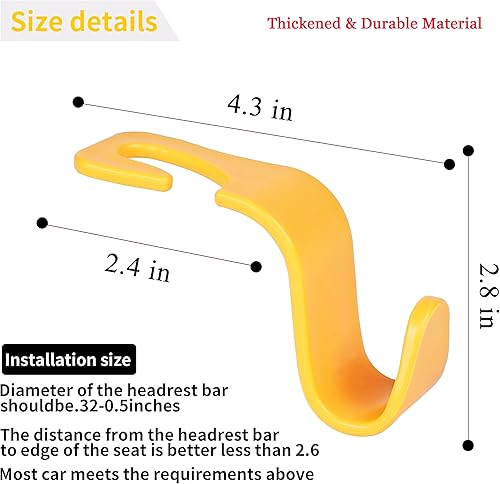 Miniatura 31 de Amooca Paquete de 4 ganchos para reposacabezas de asiento de automóvil, organizador universal de almacenamiento de automóvil, para bolso, bolso, Gris