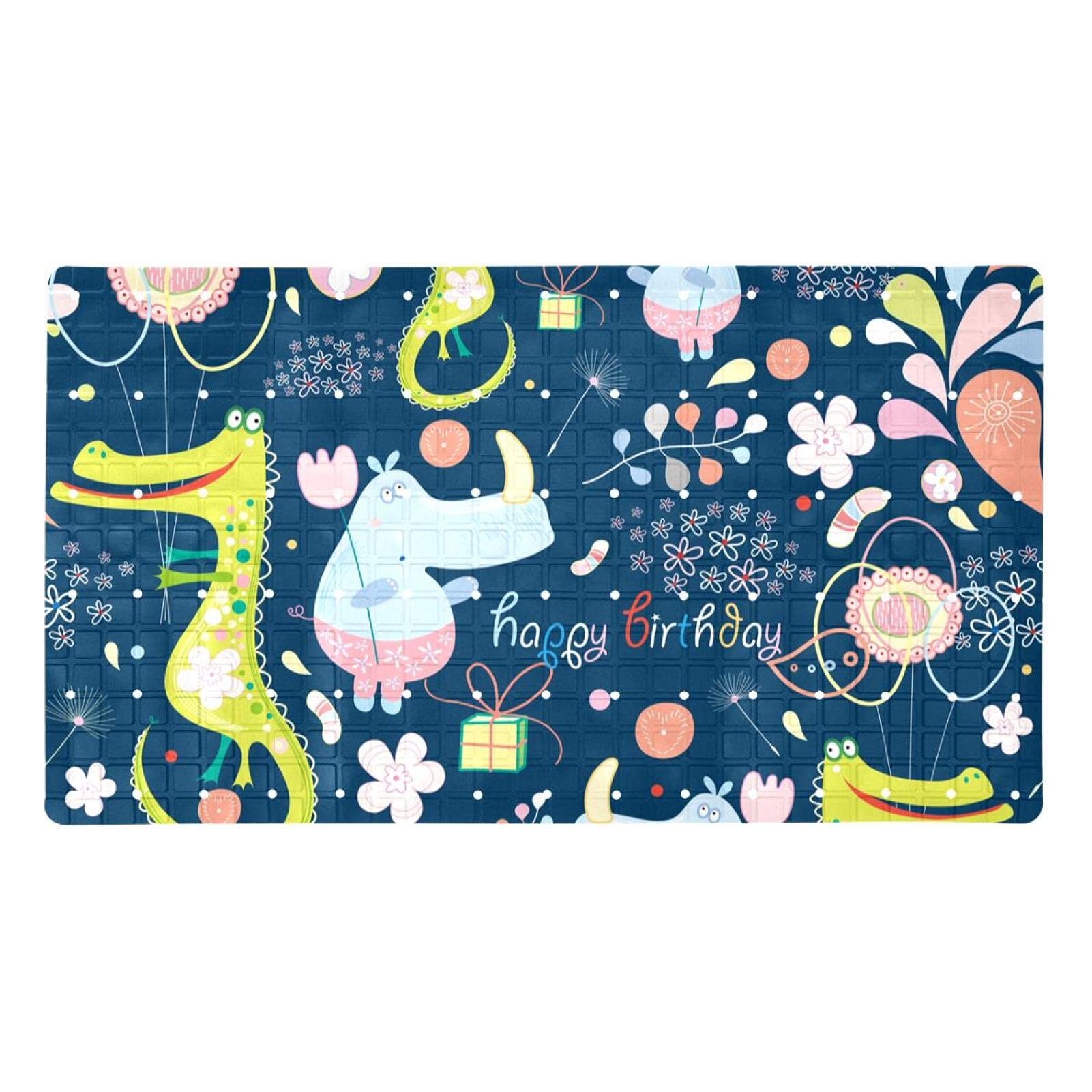 Tapis de douche antidérapant pour baignoire enfant motif crocodile et rhinocéros