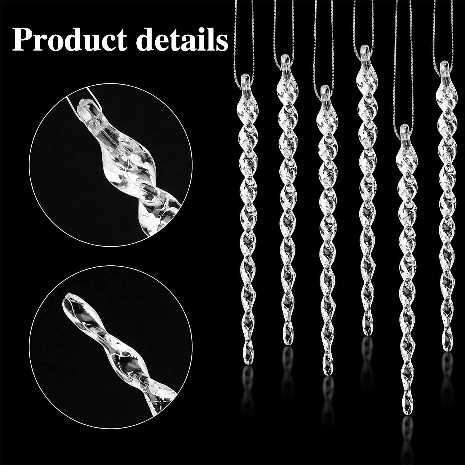 30 Pieces Plastic Icicle Twisted Plastic Icicle Christmas Ornaments Icicle Decoration Christmas Tree and Holiday Xmas Party Wedding Hanging (Clear,5.9 Inch) - Image 4