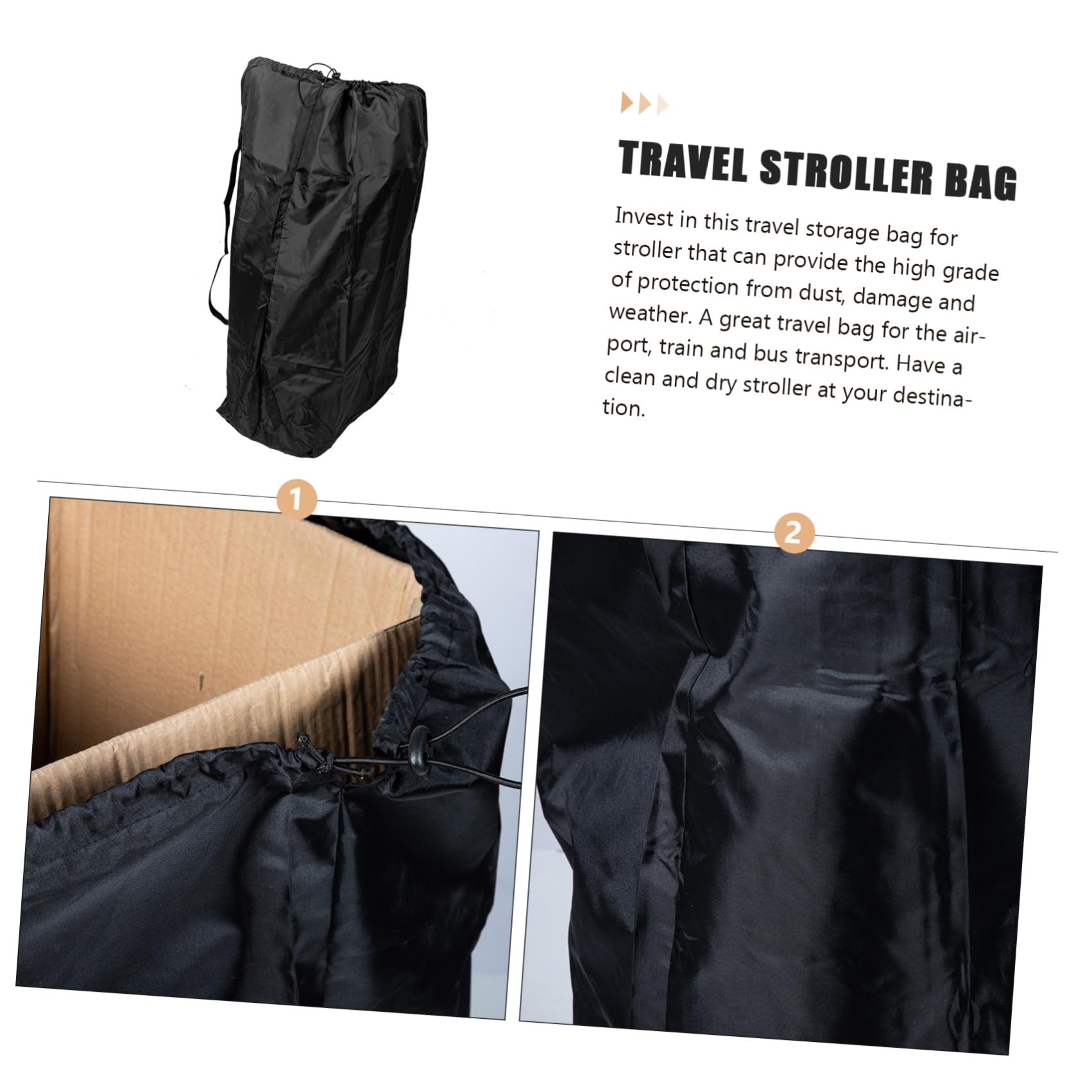 Levemolo Borsa da Viaggio per Passeggino, Organizer Leggero per Aereo | Nylon Nero, Due Tracolle e Chiusura Coulisse Bloccabile, per Tragitti Lunghi e Custodia Sicura