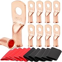 Vista 45 de TKDMR 6 terminales de batería de 4 AWG-3/8, terminales de alambre resistentes, terminales de anillo, extremos de cable de batería, terminales