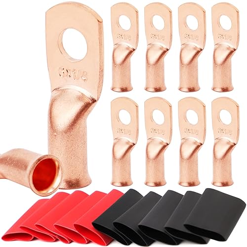 Miniatura 106 de TKDMR 6 terminales de batería de 4 AWG-3/8, terminales de alambre resistentes, terminales de anillo, extremos de cable de batería, terminales