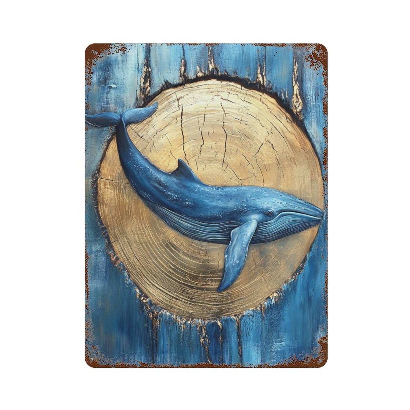 Garage Style Whale Art Print Ocean Decor-5 Distressed Metal Wall Sign 15.7"x11.8", Retro Wall Decor for Bar And Workshop