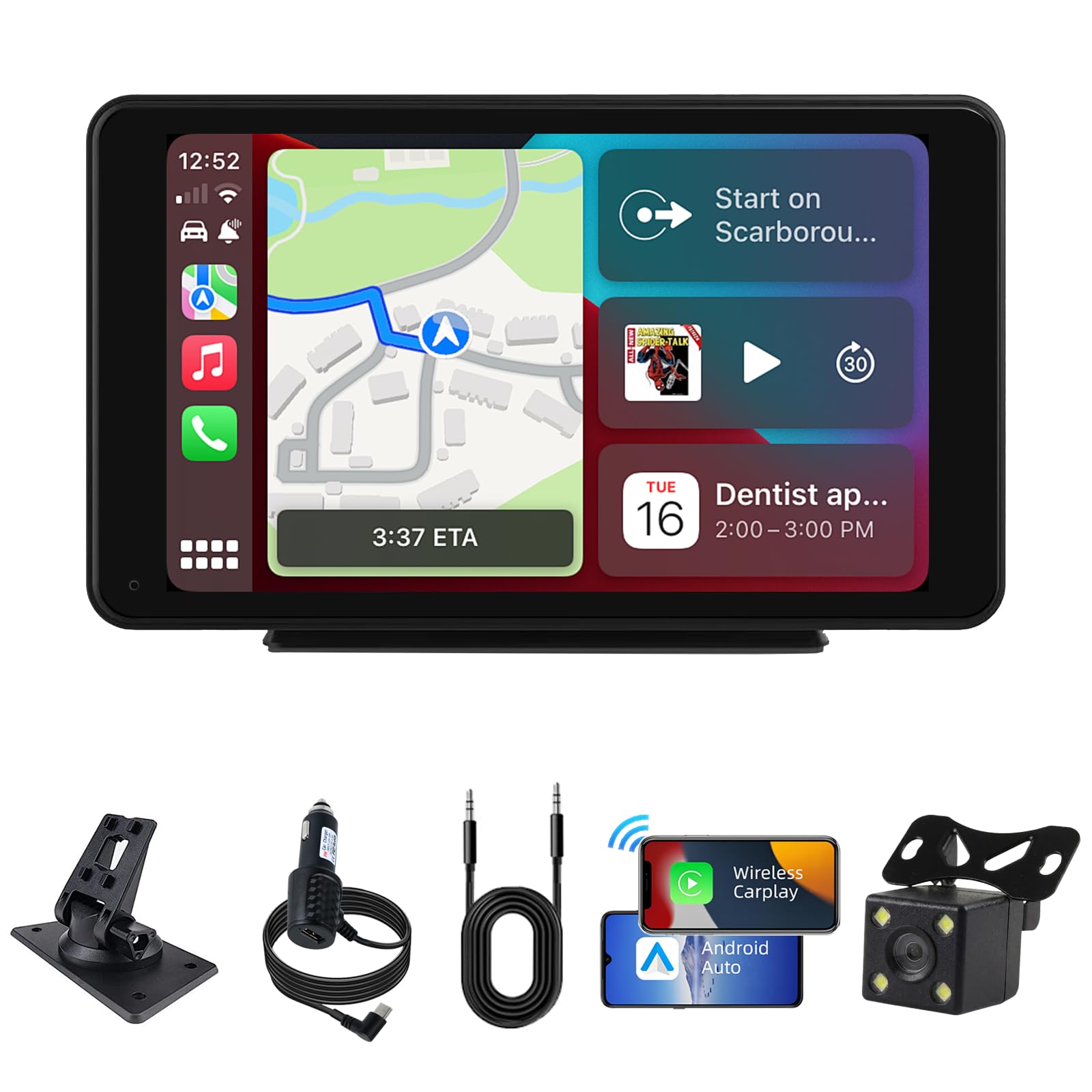 Plimpton 2026 Carplay for Android Auto Screen for Car, 7'' Touch Screen Wireless Car Play Driveplay Multimedia Player with Backup Rear Camera, Voice Control, FM, Mirror Link-image-33