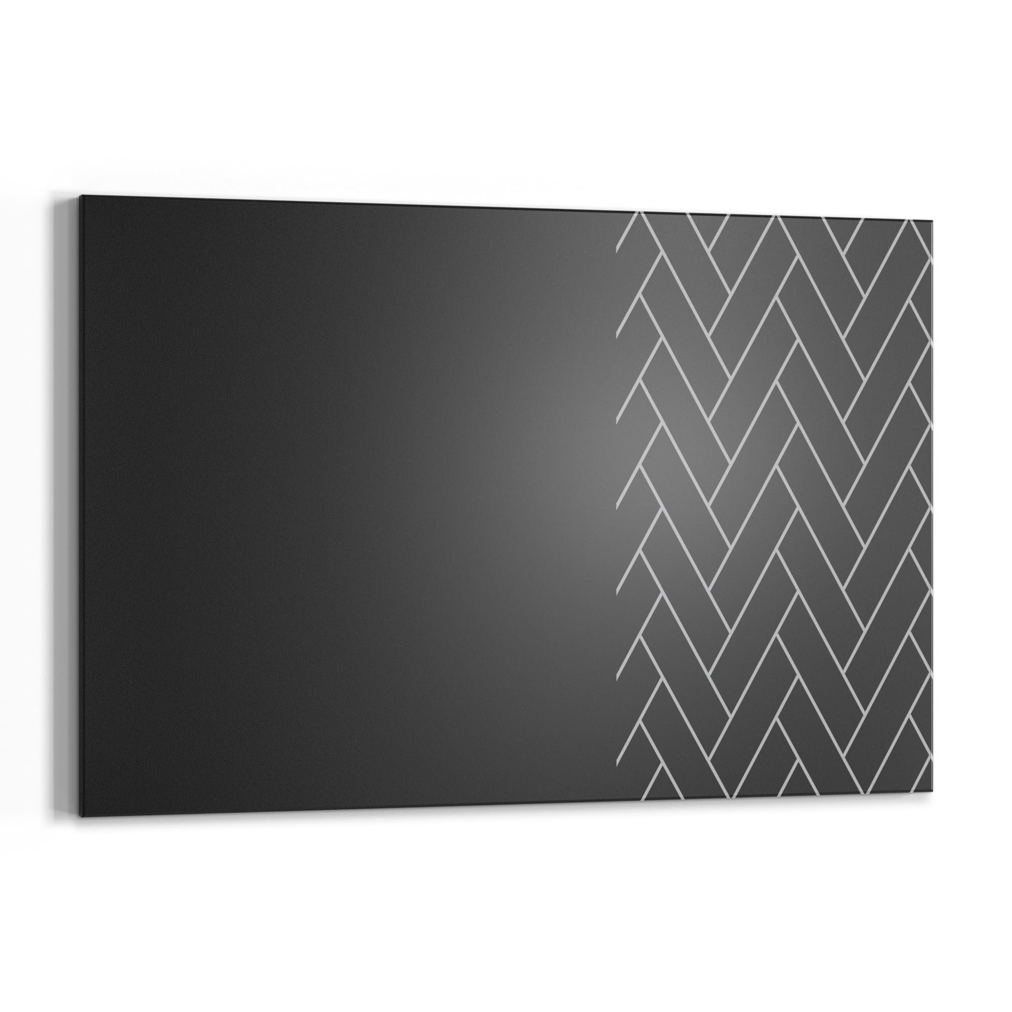 DEQORI Magnetische Kreidetafel mit UV-Druck | Motiv Kontrast im Fischgrät | Design rechteckig 90x60 cm | Kreide Metalltafel beschreibbar – Wanddeko für Küche, Flur, Kinderzimmer & Büro