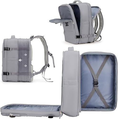coowoz Mochila de viaje grande para mujeres y hombres,Mochila de transporte,Mochila de senderismo impermeable para deportes al aire libre, Gris, 45