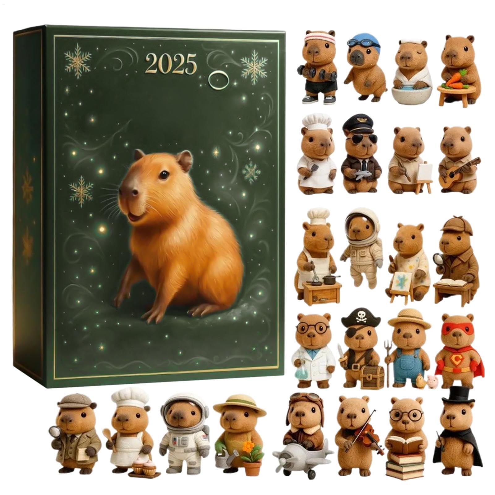 Calendrier de l'Avent Capybara 2025 avec 24 pendentifs en acrylique pour sapin