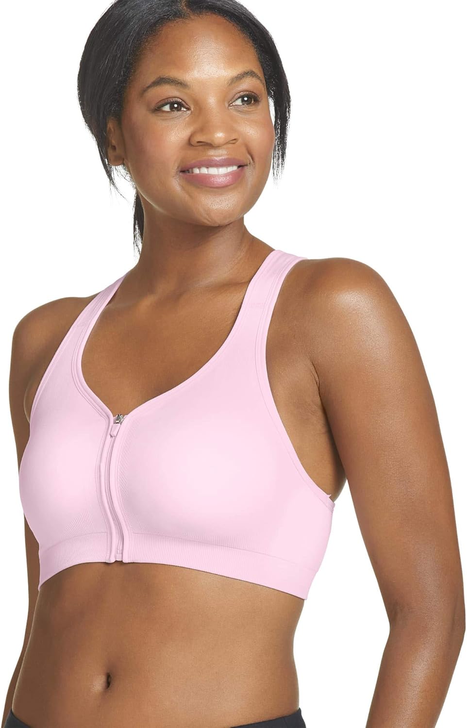 Jockey Women's Mid Impact Zip Front Sports Bra