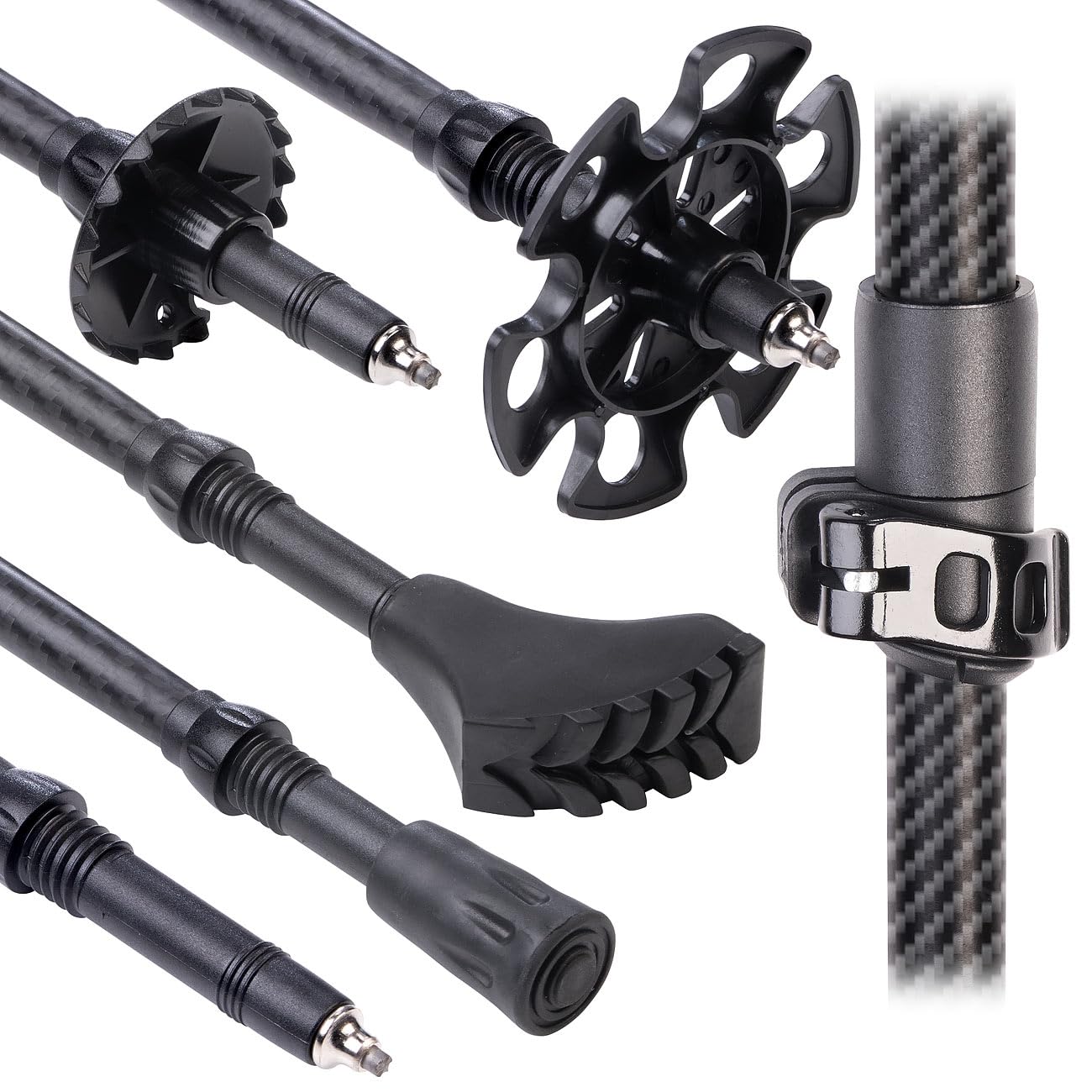 Speeron bastoni da trekking antishock: Bastoni da trekking telescopici, Carbon con impugnatura in sughero, regolabile in altezza (bastone telescopico, bastone nordic walking con ammortizzatore)
