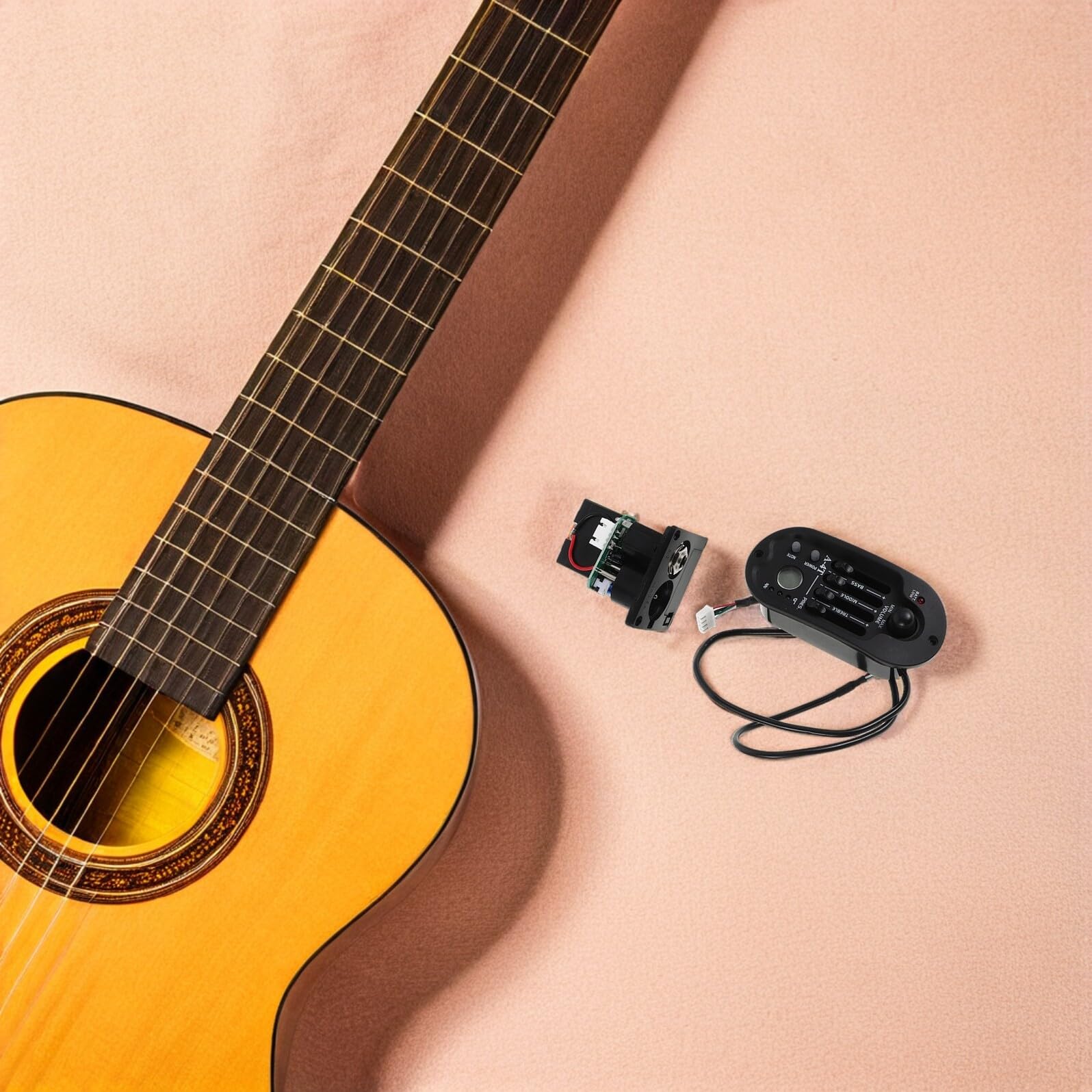 Préampli Eq pour Guitare Acoustique A-4t 1 Set avec Accordeur LCD