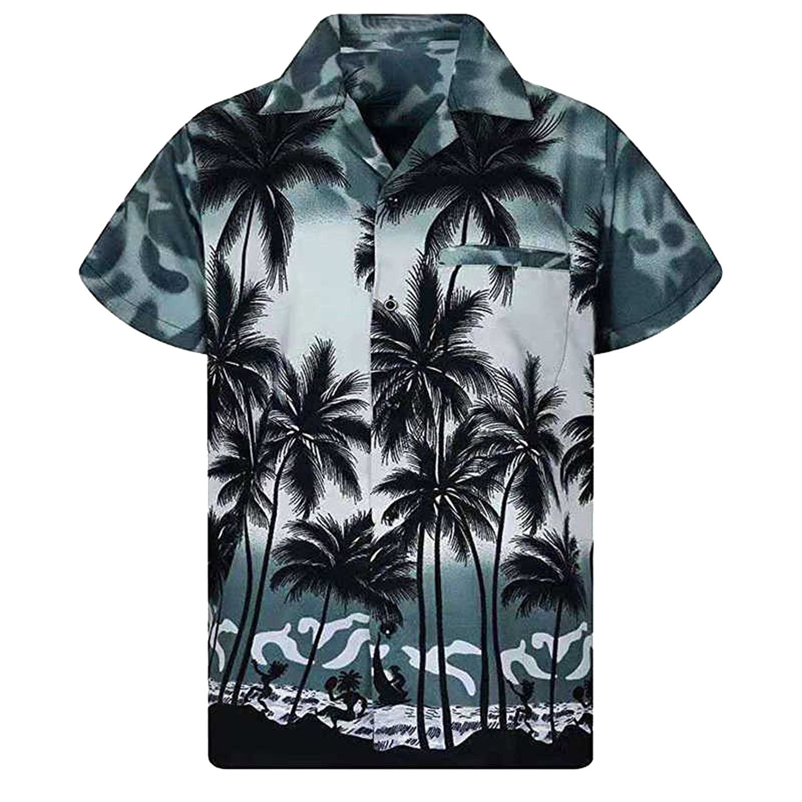 Men's Hawaiian Shirt 2022 Summer Plsu Size Short Sleeves Printed Button Down Shirts Fashion Beach Shirts Casual Graphic Tees